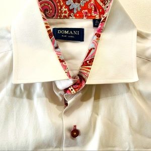 White dress shirt paisley lined collar cuffs